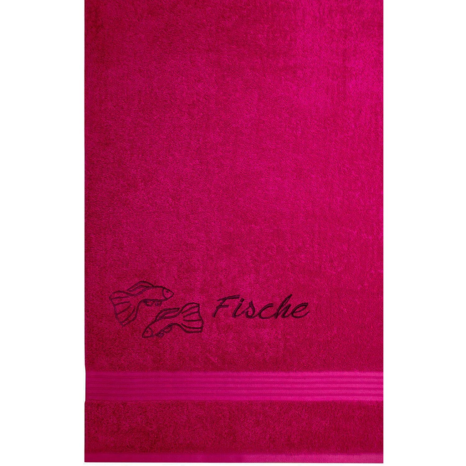 personalisierte Handtücher :: Frottee Saunatuch mit Tierkreiszeichen Fische  Bestickt, Linz Saunalaken 70x200 cm, Farbe Purpur