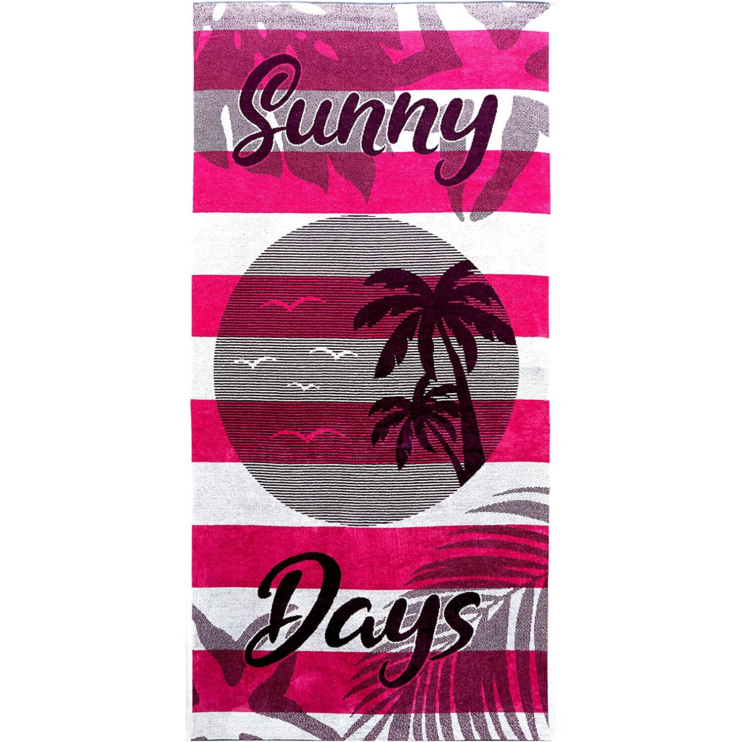 Handtücher :: Strandtuch Las Palmas, Pink Duschtuch Badetuch cm 90x180 Weiß Velours gestreift