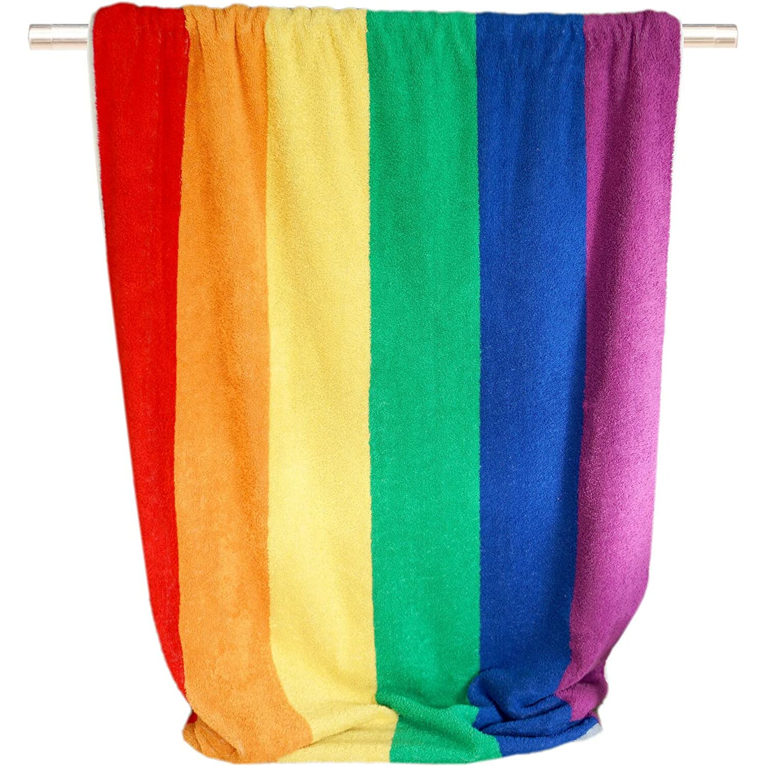 Handtücher :: Buntes Strandtuch mit Regenbogen Streifen, Badetuch 90x180  cm, Handtuch groß Frottee