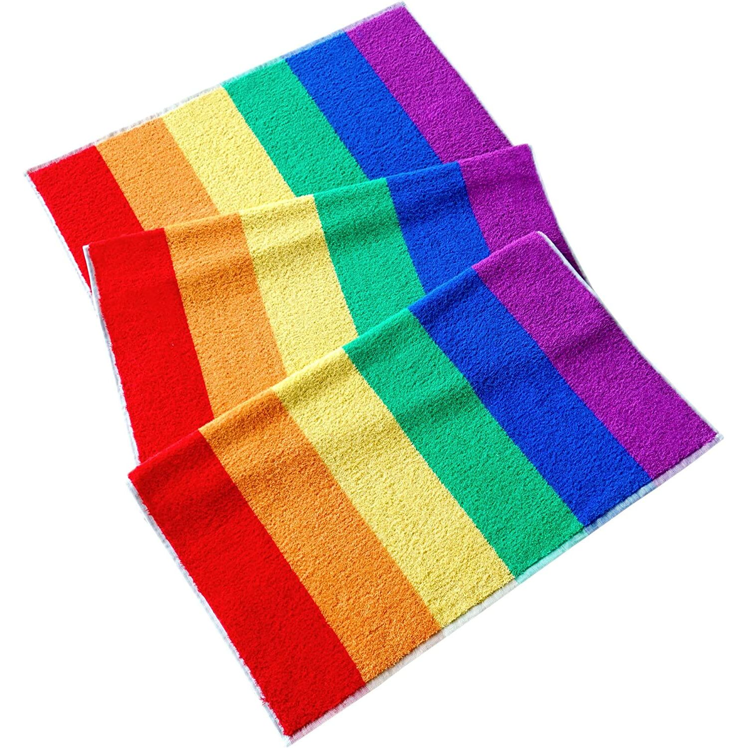 Handtücher :: Duschtuch 70x140 cm, großes Handtuch bunt gestreift,  Badehandtuch Frottee mit Regenbogen Optik